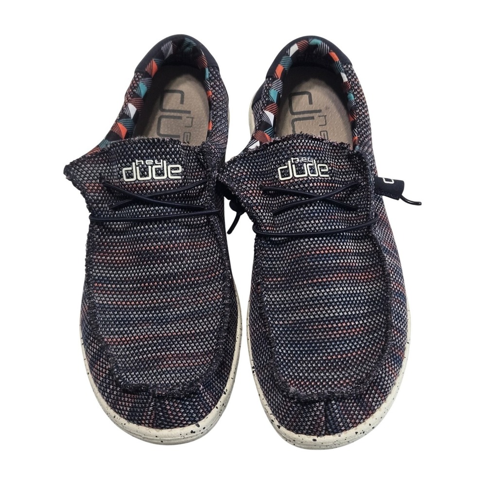 Hey Dude Men's Wally Sox Blue Orange Knit Slip-On Loafers Shoes Size 13